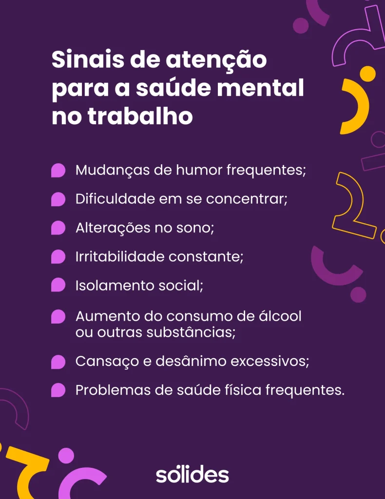 sinais de atenção para a saúde mental no trabalho