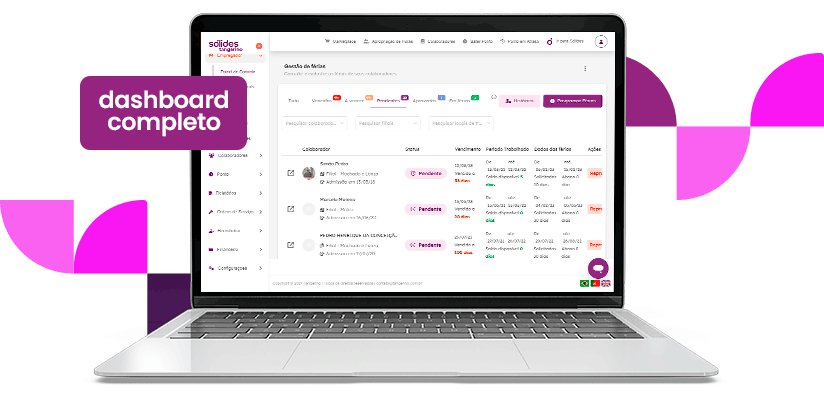dashboard da Sólides para gestão de férias